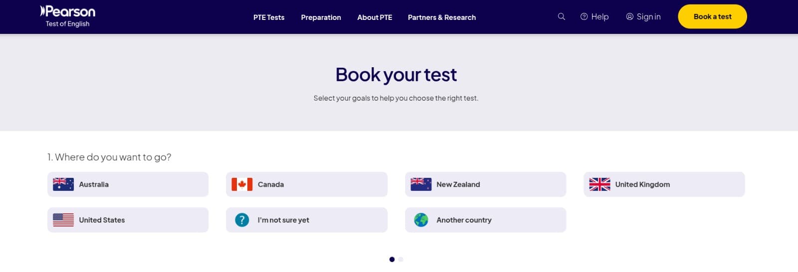 Visit Pearson PTE Website and Book Test
